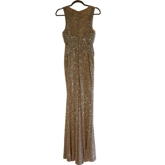Mac Duggal Sequin Dress Floor Length Gown Champagne Nude Beige Size 2 NWT - Picture 4 of 9